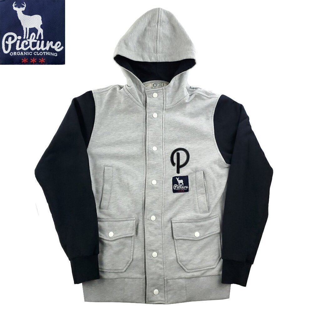 Picture Organic Clothing Jacket Varsity Hooded Snap Up Mid-Weight Men's Large